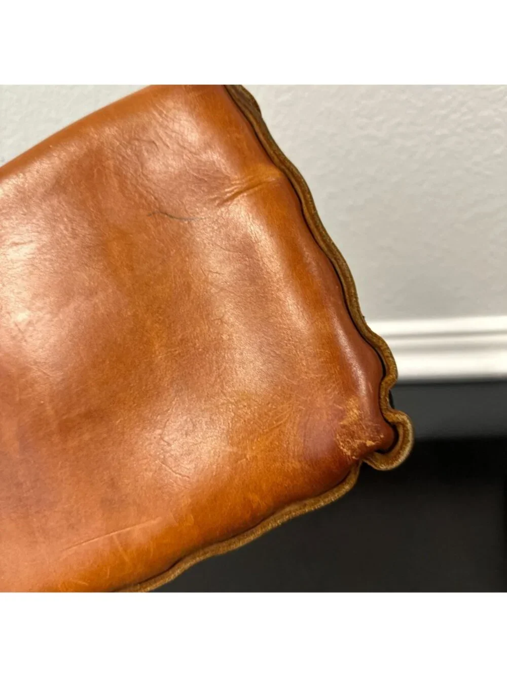 Vintage 1970s Tan Hand Tooled Leather Floral Rectangle Clutch Purse Boho Hippie - Picture 5 of 8